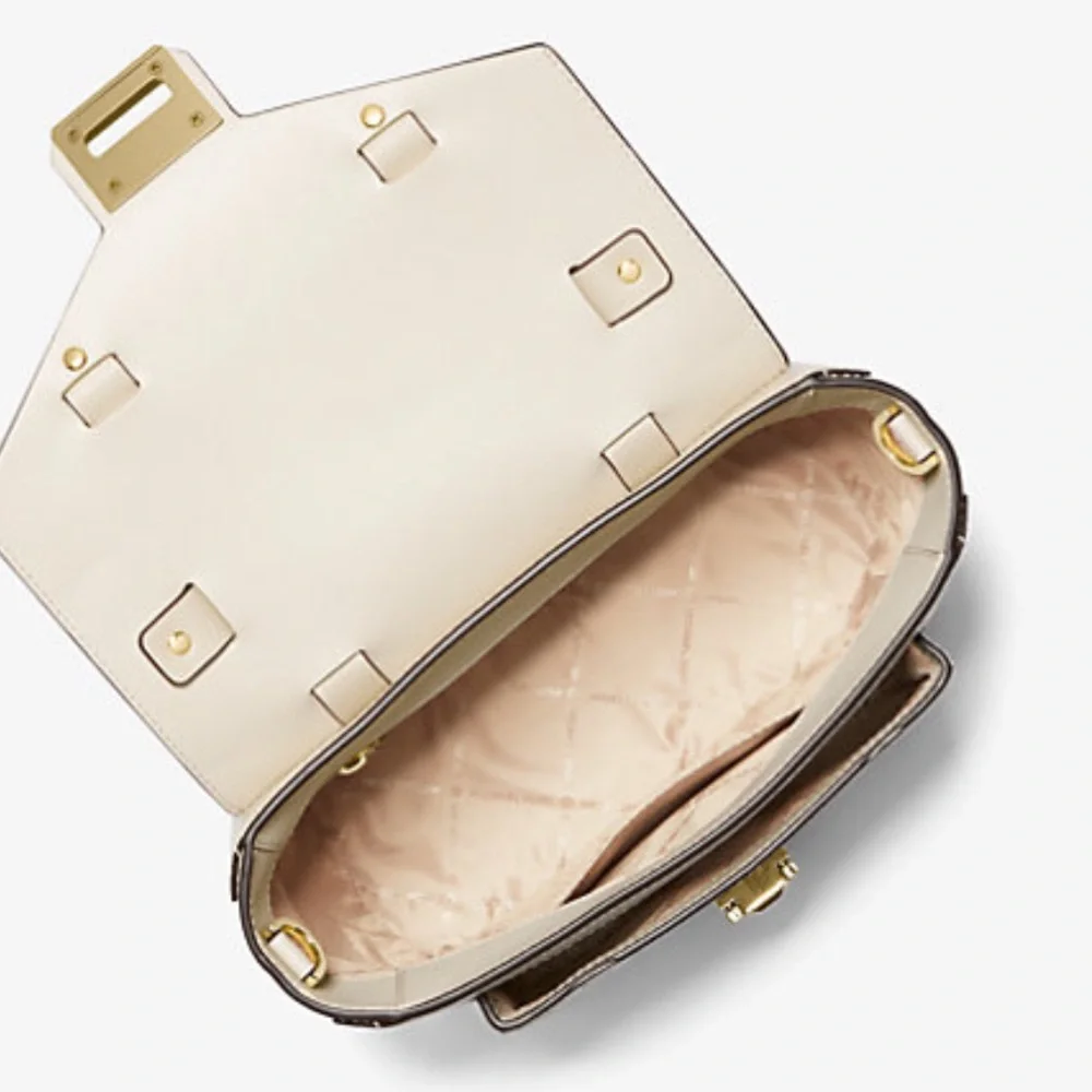 Michael kors Manhattan Medium Leather and Logo Satchel 🤍🩷